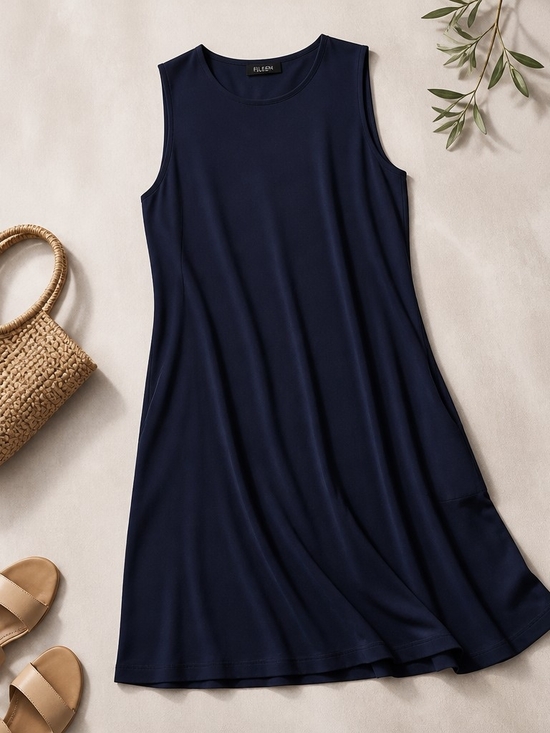 Time and Tru Dresses & Skirts - Time and Tru Navy Sleeveless A-Line Pocket Dress
